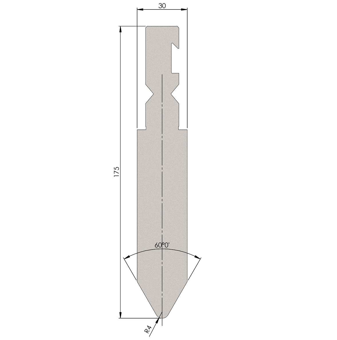 W409922 P9 WRFA H175/1 - 60° - R=4,0 - H=175 - L=515